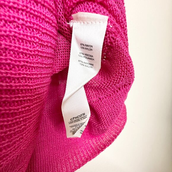 NWT Chico's Audra Pullover Sweater Summer Berry Size 3 Short Sleeve Office Pink - Picture 8 of 10